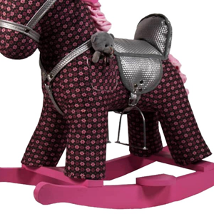 راکر اسب کودک چوبی گلی زرشکی - مشکی -اسباب بازی